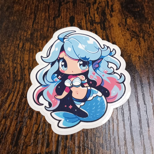 Cute Mermaid Sticker, Blue and Pink