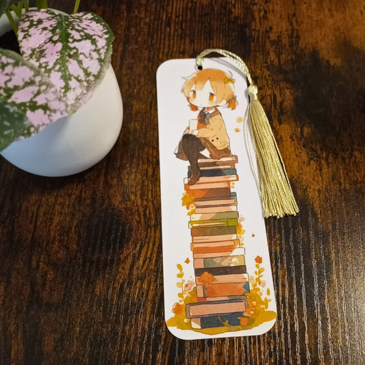 Cute Bookmarks with Tassels, Girl with Pigtails