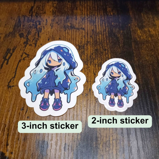 Anime Slime Girl Sticker, Cute Stickers Kawaii Aesthetic, Teal Stickers Sticky Enchantments