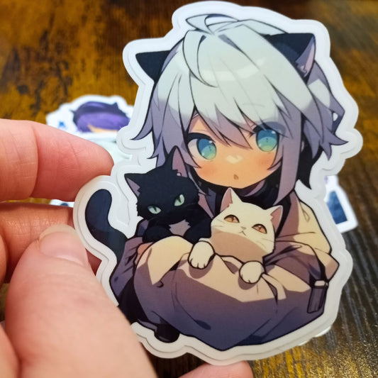 Cat Dad Sticker, Cute Cat Boy Stickers Sticky Enchantments