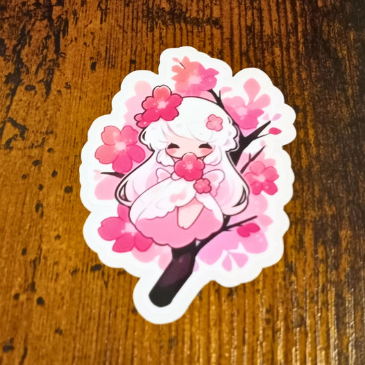Cherry Blossom Fairy Sticker, Pink Bough Sticky Enchantments