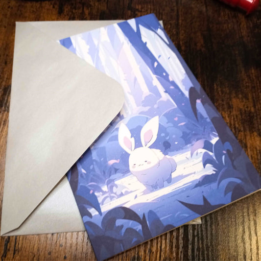 Christmas Holiday Card Set (with Envelopes), Cute Bunny Scene Winter Holiday Cards Sticky Enchantments
