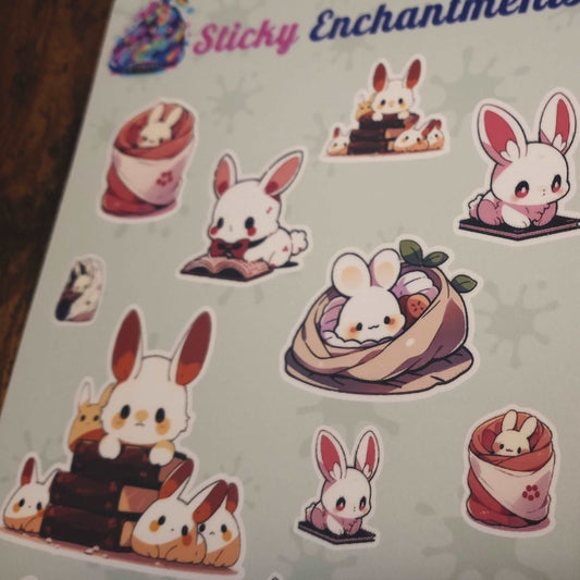Cozy Bunnies Vinyl Sticker Sheet Stickers Sticky Enchantments