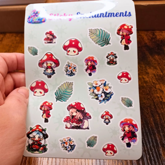 Cute Mushroom Fairy Sticker Sheet Stickers Sticky Enchantments