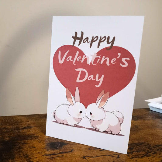 Cute Nuzzling Bunnies Valentine's Day Card Love Cards Sticky Enchantments