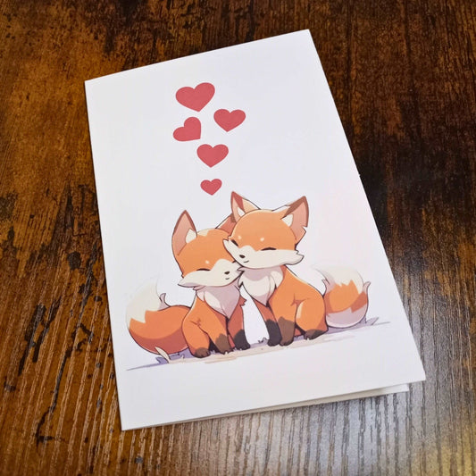 Cute Nuzzling Foxes Anniversary Card Love Cards Sticky Enchantments
