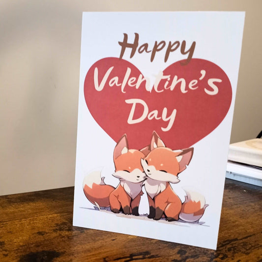 Cute Nuzzling Foxes Valentine's Day Card Love Cards Sticky Enchantments