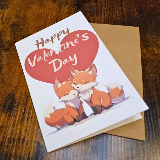 Cute Nuzzling Foxes Valentine's Day Card Love Cards Sticky Enchantments