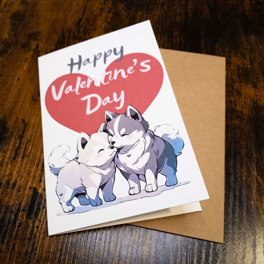 Cute Nuzzling Wolves Valentine's Day Card Love Cards Sticky Enchantments