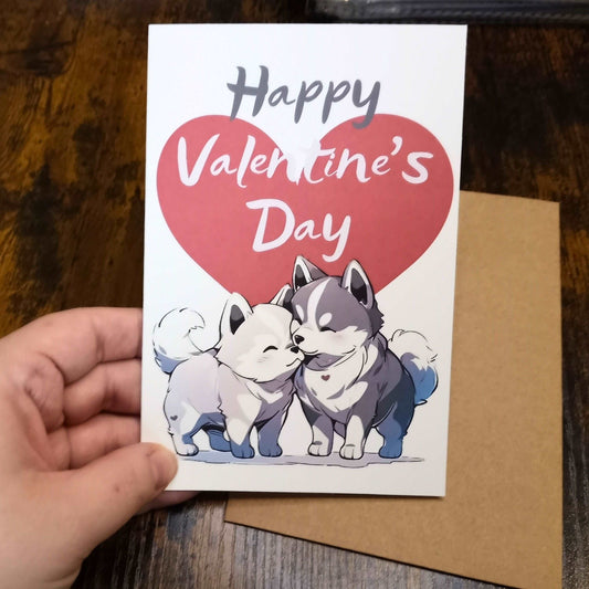 Cute Nuzzling Wolves Valentine's Day Card Love Cards Sticky Enchantments