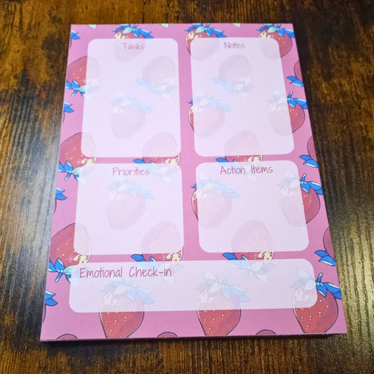 Daily Planner Notepad, Strawberry Theme Notepads Sticky Enchantments