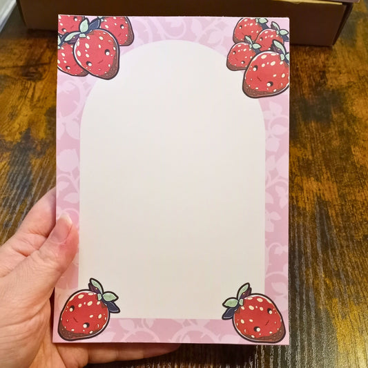 Elegant Strawberry Garden Notepad Notepads Sticky Enchantments