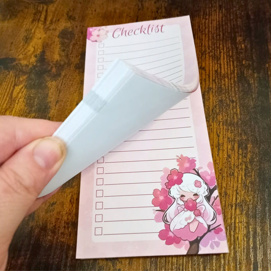 Grocery List To Do Checklist Notepad, Cherry Blossom Fairy Stationery Sticky Enchantments