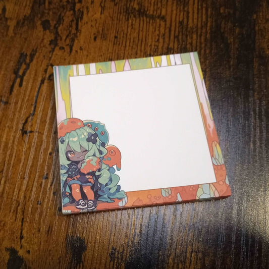 Kawaii Slime Girl Memo Pad, Green and Orange Notepads Sticky Enchantments