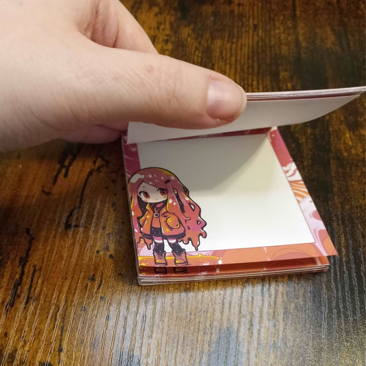 Kawaii Slime Girl Memo Pad, Pink and Orange Notepads Sticky Enchantments