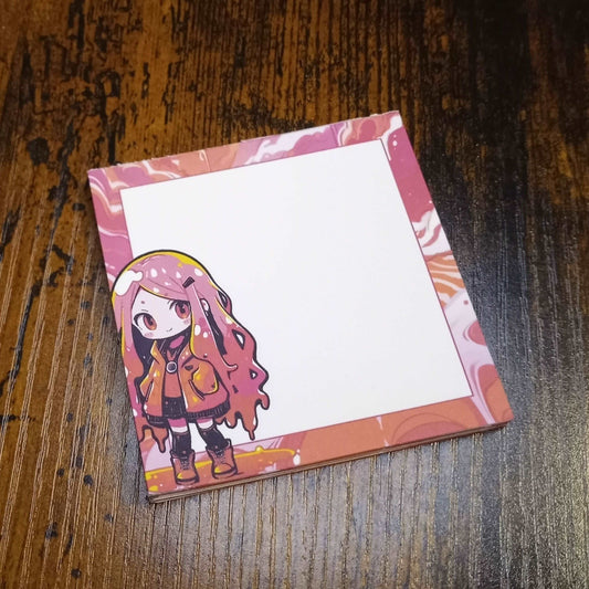 Kawaii Slime Girl Memo Pad, Pink and Orange Notepads Sticky Enchantments