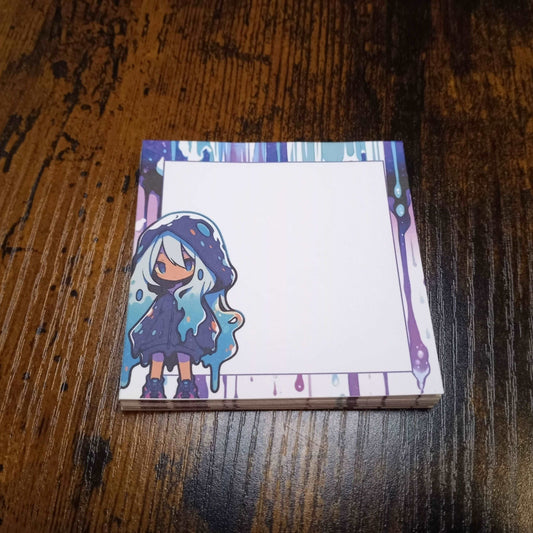 Kawaii Slime Girl Memo Pad, Purple and Teal  Sticky Enchantments