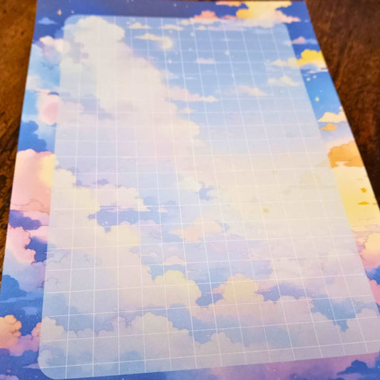 Kawaii Sunset Notepad, Grid Lines Notepads Sticky Enchantments