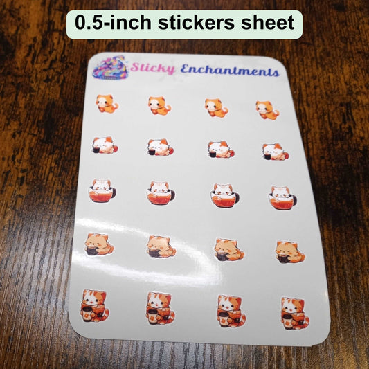 Tiiny Sticker Set, Cute Cats with Autumn Drinks Stickers Sticky Enchantments