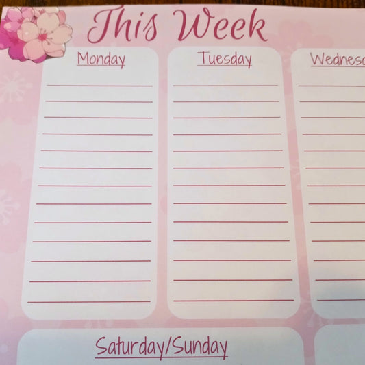 Weekly Planner Notepad, Cherry Blossom Fairy Notepad Sticky Enchantments
