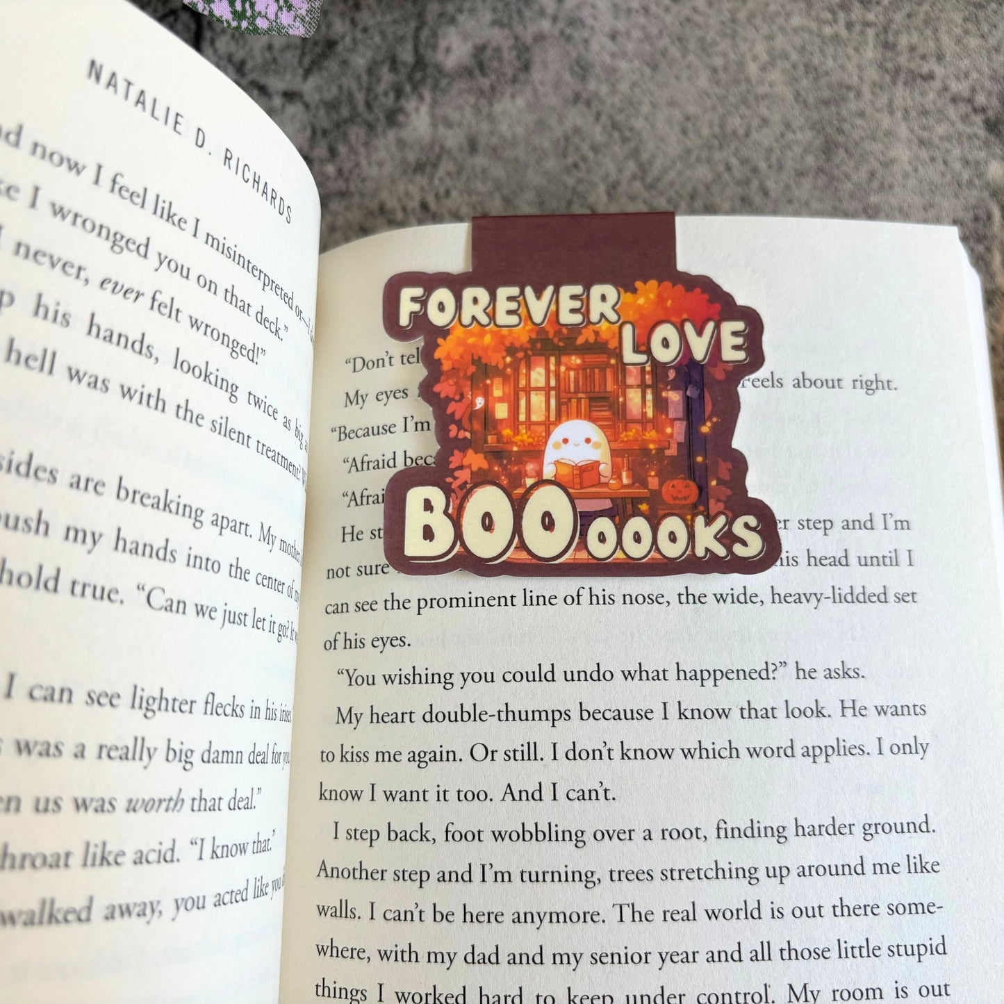 Cute Bookish Ghost Magnetic Bookmark, Forever Love Boooooks