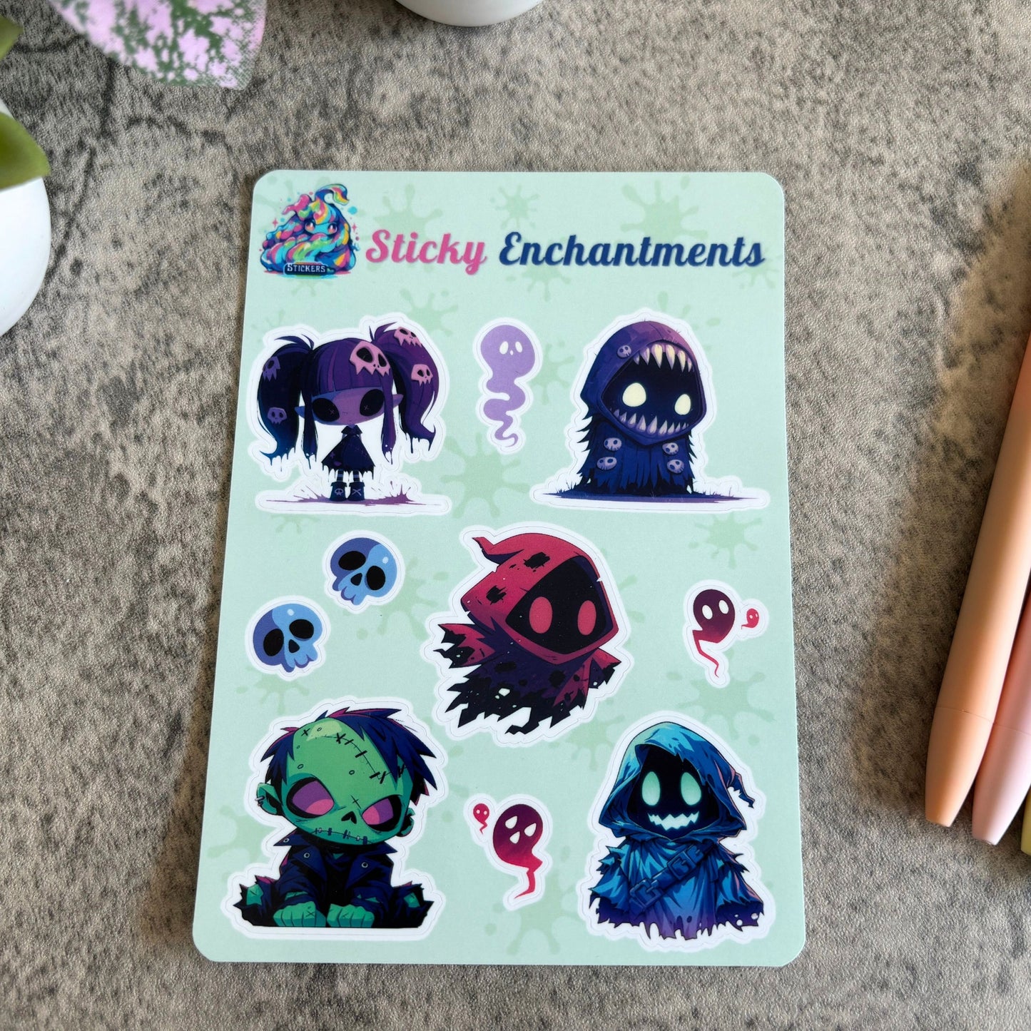 Spooky Cute Ghouls Vinyl Sticker Sheet