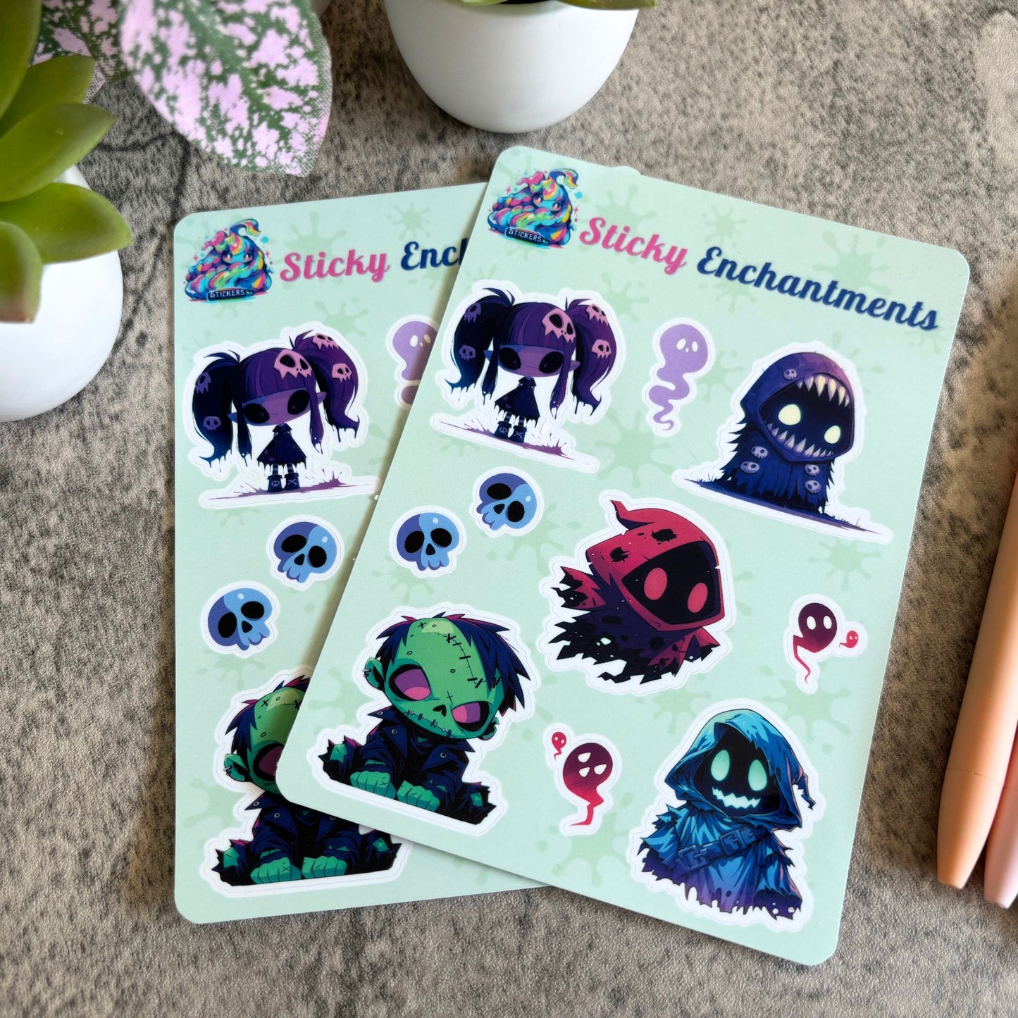 Spooky Cute Ghouls Vinyl Sticker Sheet