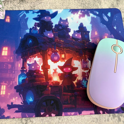 Kitty Sorcerers Halloween Theme Mousepad