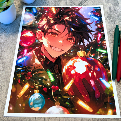 Beautiful Holiday Art Print, Handsome Short Hair