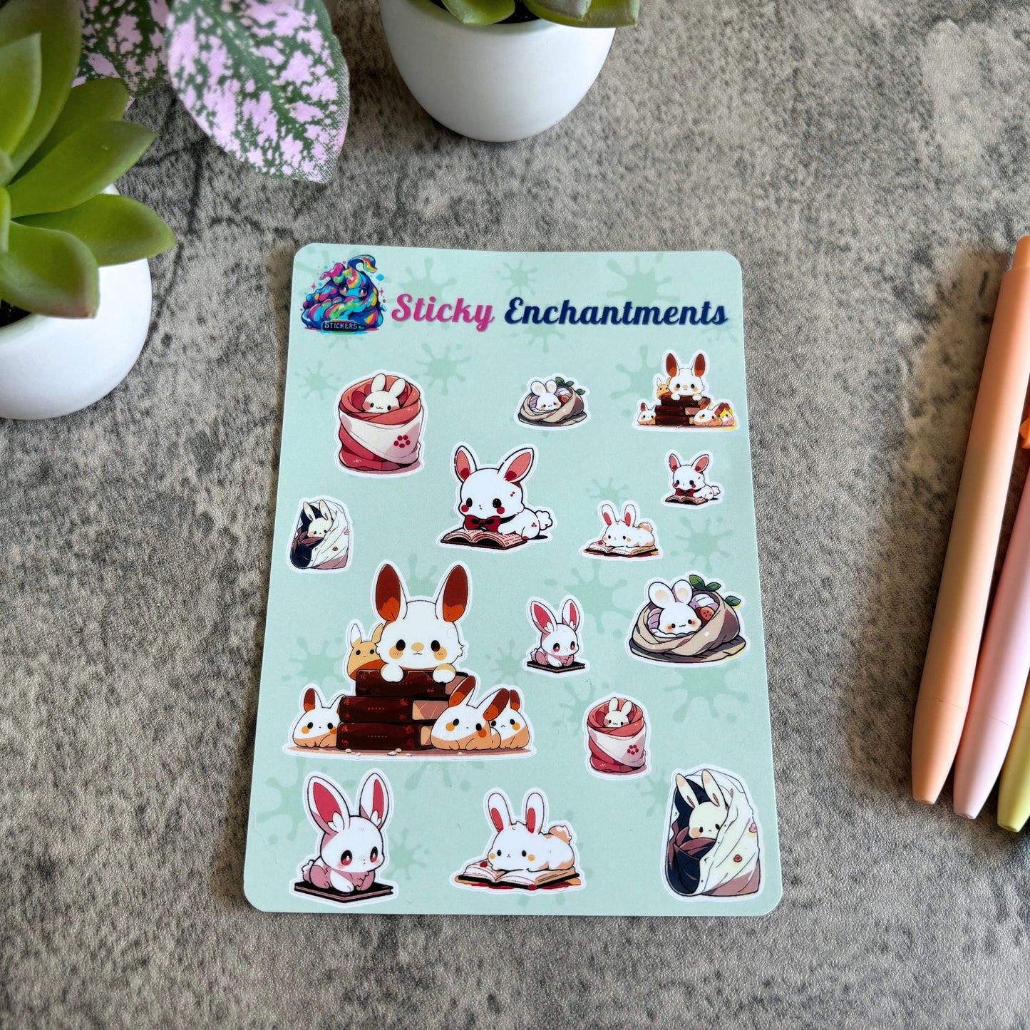 Cozy Bunnies Vinyl Sticker Sheet