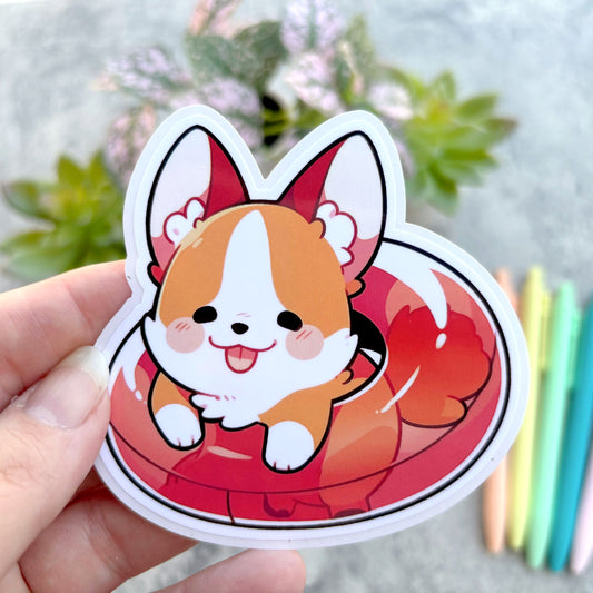 Floaty Summer Corgi Sticker