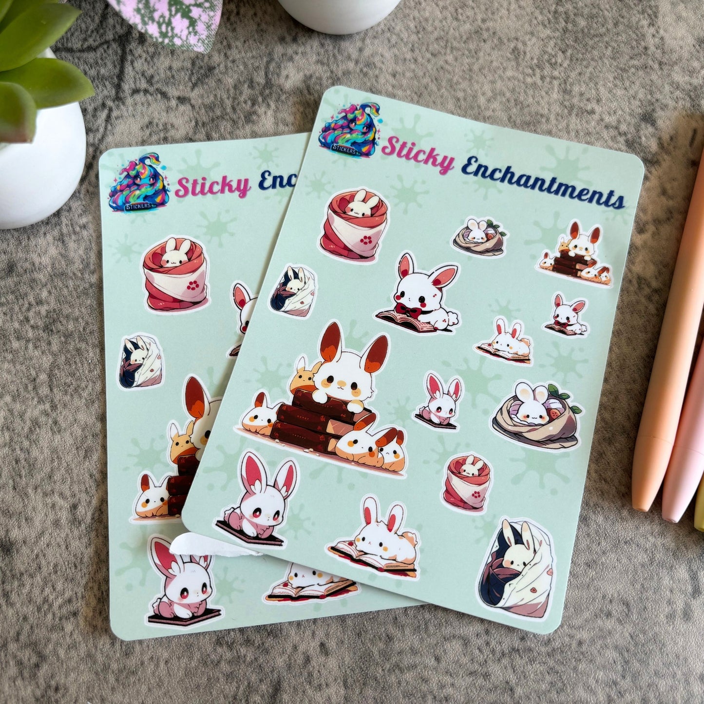 Cozy Bunnies Vinyl Sticker Sheet