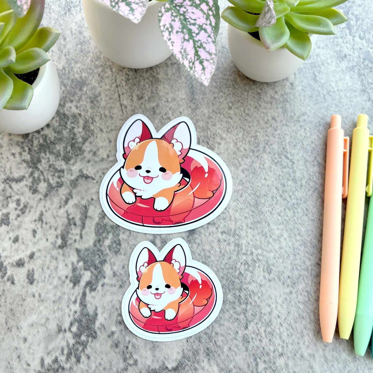 Floaty Summer Corgi Sticker