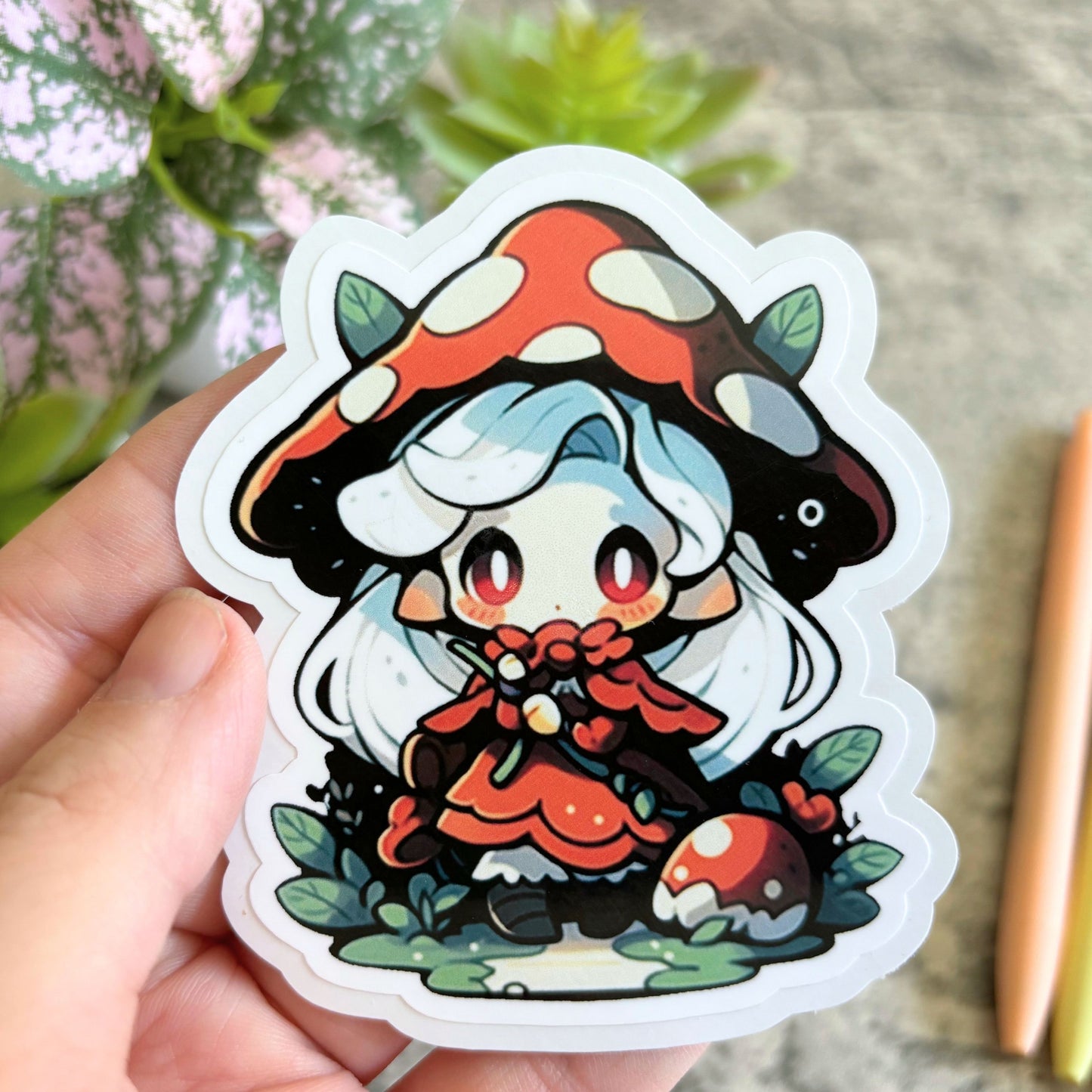 Cute Mushroom Fairies Sticker Set, 3" or 2"