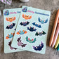 Cute Colorful Bats Vinyl Sticker Sheet