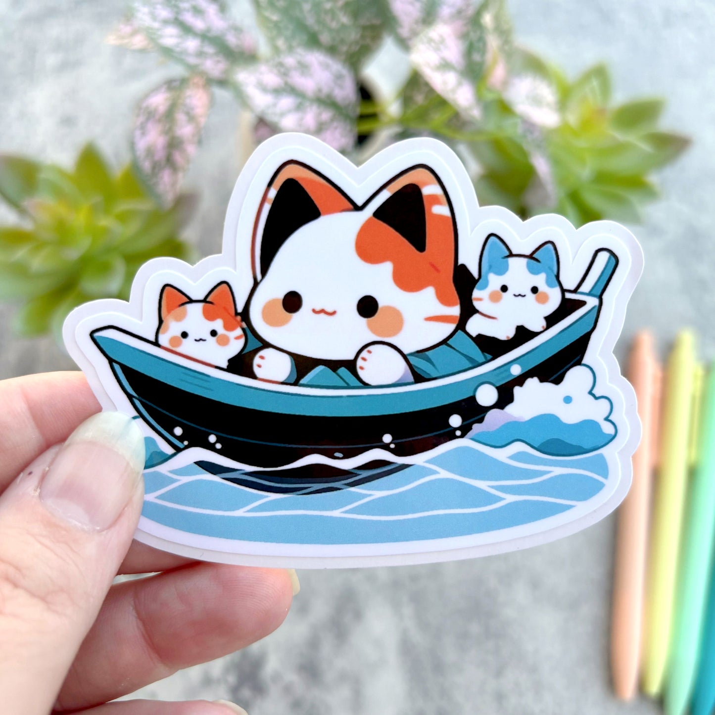 Sea Captain Summer Calico Cat Sticker