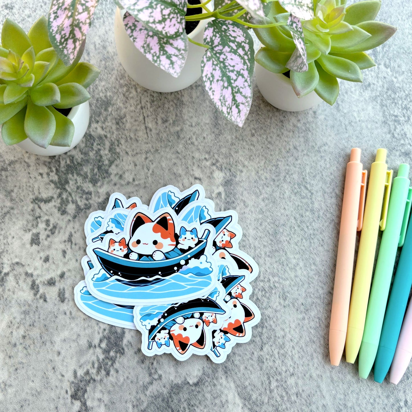 Sea Captain Summer Calico Cat Sticker