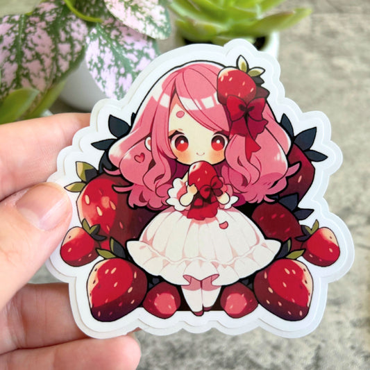 Cute Strawberry Fairies Sticker Set, 3" or 2"