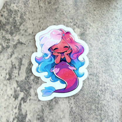 Tropical Mermaid Sticker, Pink