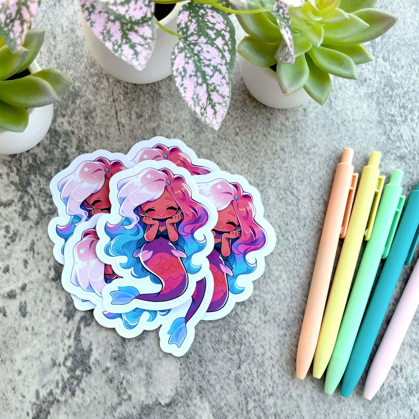 Tropical Mermaid Sticker, Pink