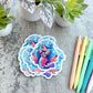 Tropical Mermaid Sticker, Blue and Orange