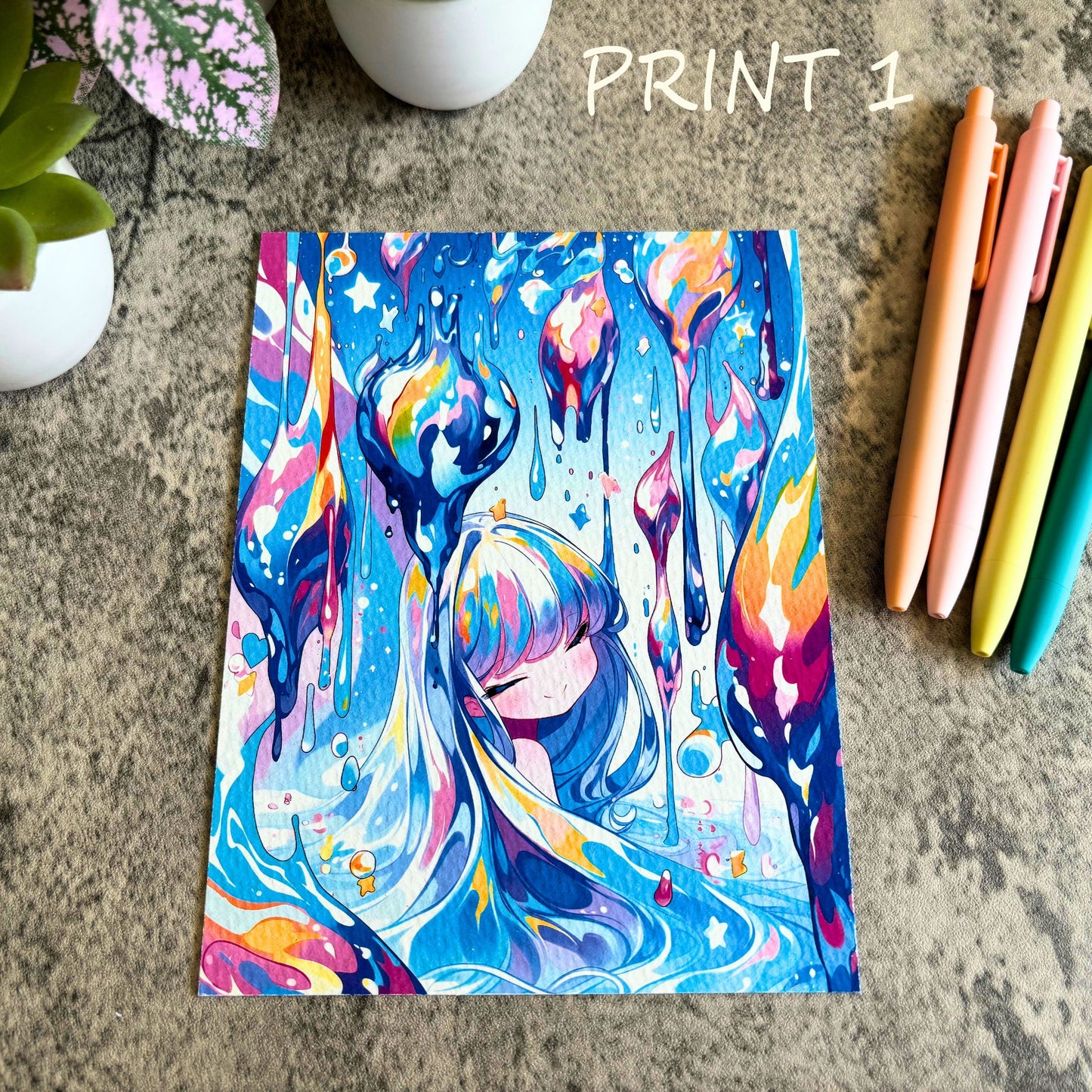 Vibrant Slime Girl Art Print