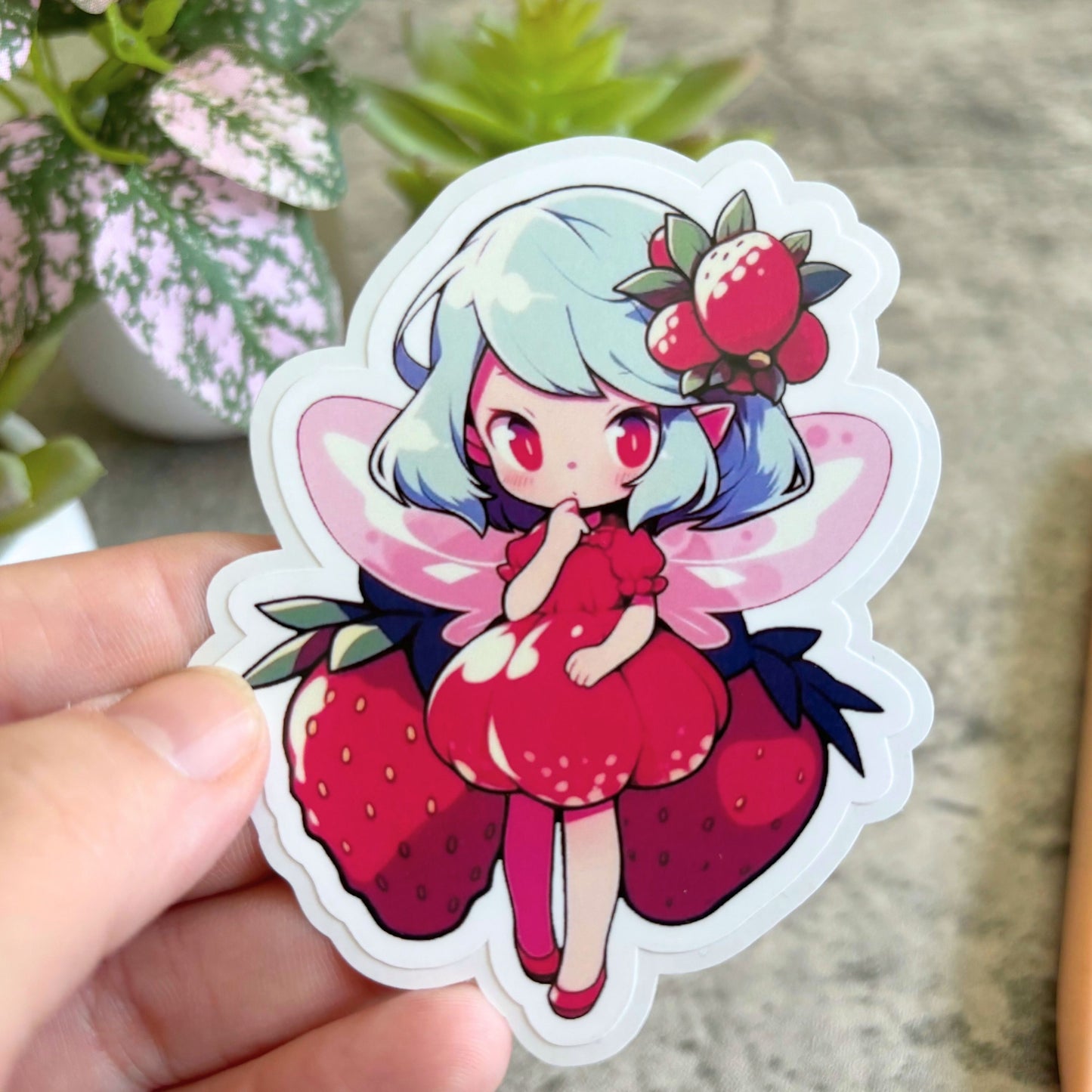 Cute Strawberry Fairies Sticker Set, 3" or 2"