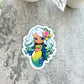 Tropical Mermaid Sticker, Green and Yellow