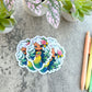 Tropical Mermaid Sticker, Green and Yellow