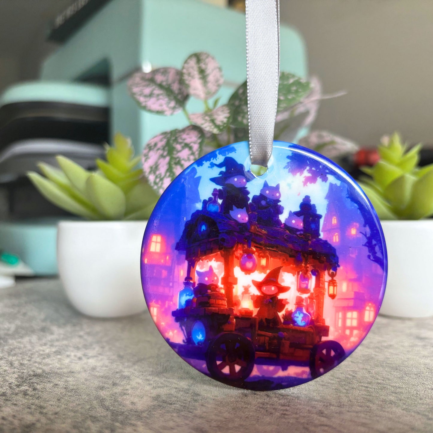 Spooky Cute Kitty Sorcerer Caravan Ornament