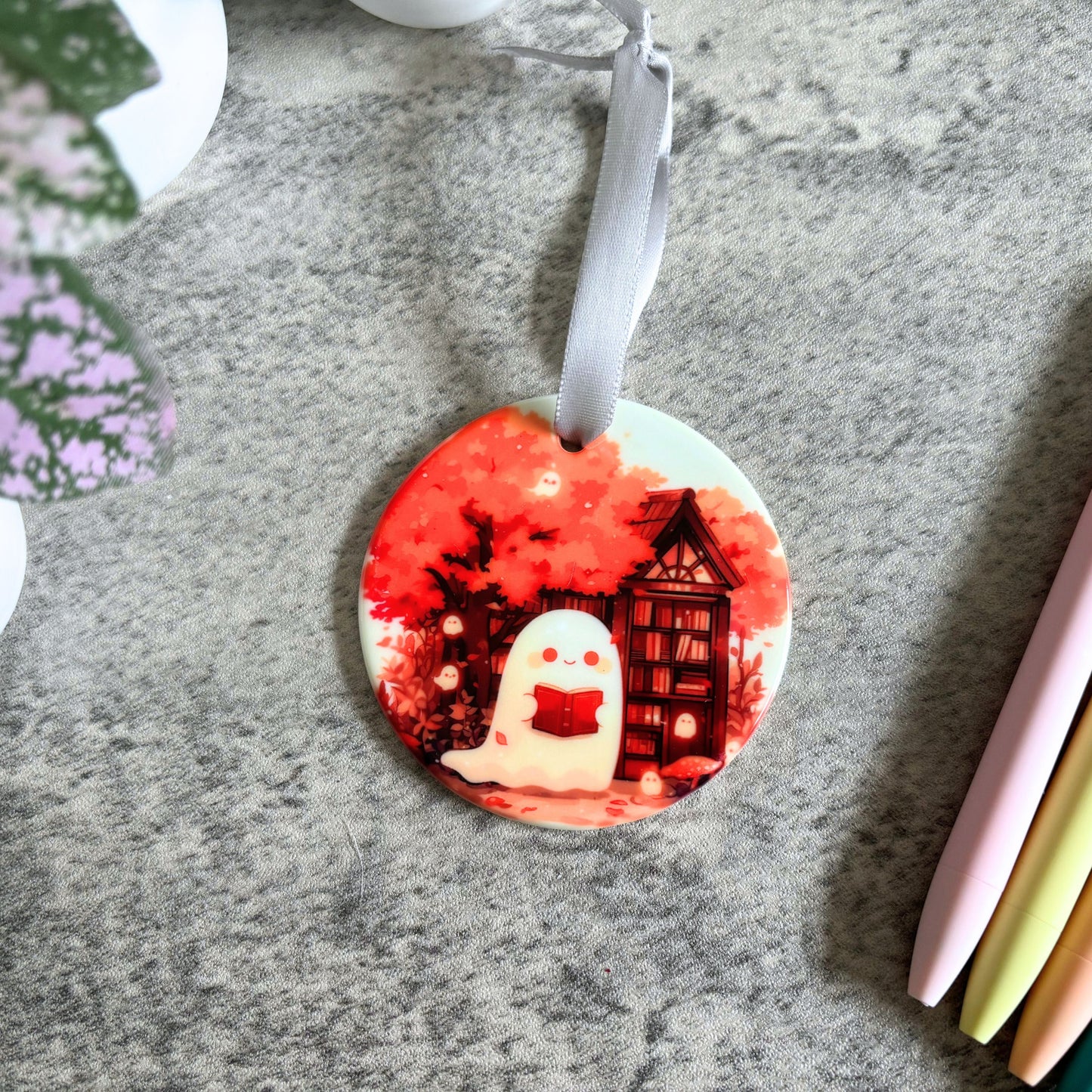 Spooky Cute Bookish Ghost Ornament