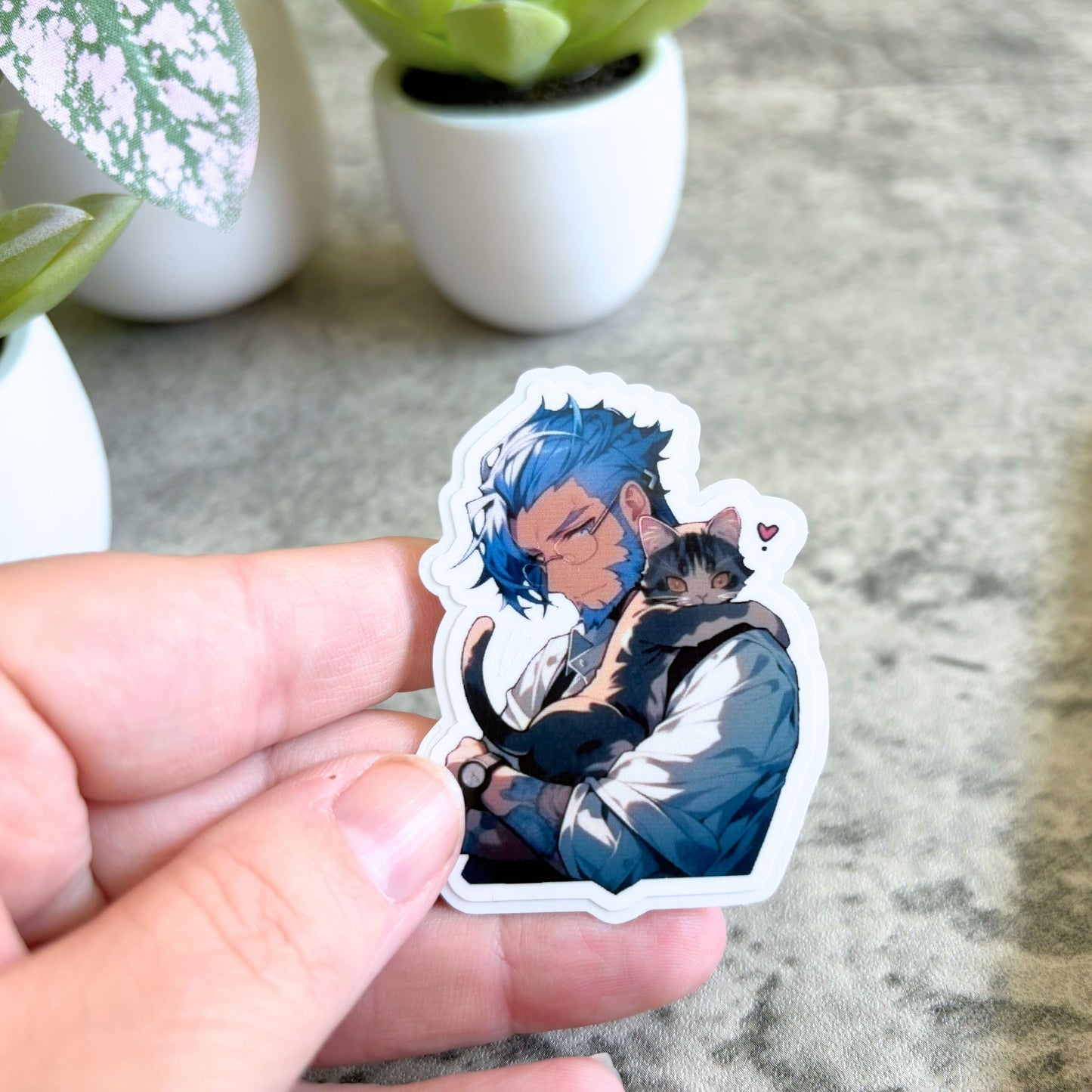 Cat Dad Sticker, Blue-Haired Librarian