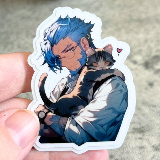 Cat Dad Sticker, Blue-Haired Librarian