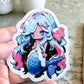 Cute Mermaid Sticker, Sea Blue and Dark Pink